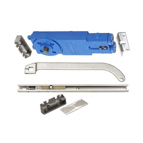 Satin Aluminum Adjustable Spring Power Multi Size 105DegNo Hold Open Overhead Concealed Closer W/